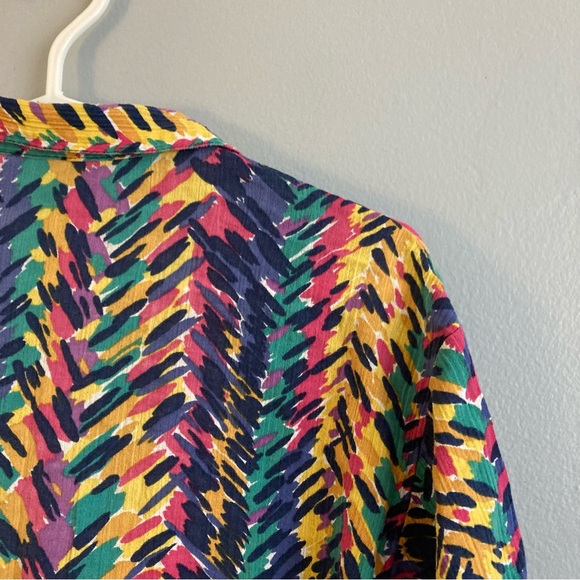 Jaeger colourful abstract rainbow button up shirt vintage size large (38) - Picture 8 of 8